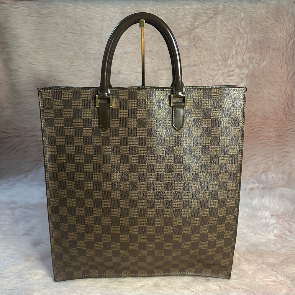 🟥 SOLD! Louis Vuitton Sac Plat Damier Ebene Tote Bag